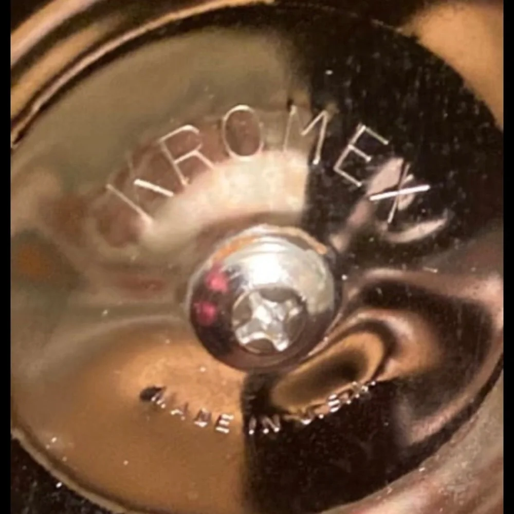 Vintage Kromex Black Patent Leather and Chrome Retro Classic Ice Bucket